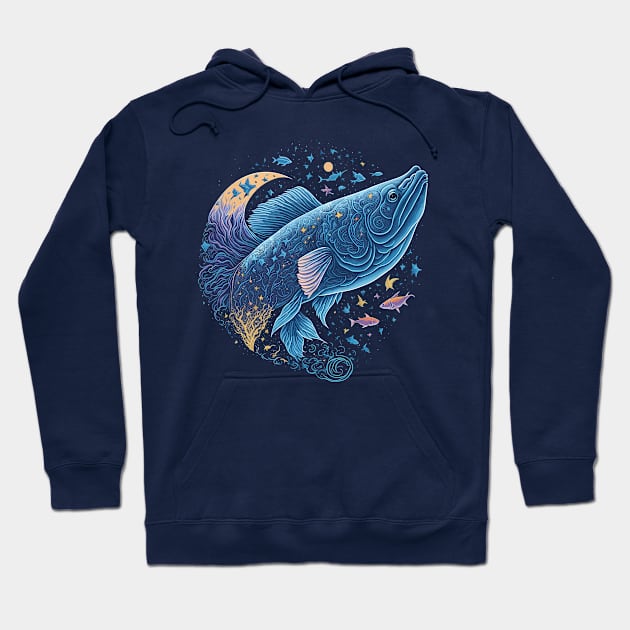 Fish in the Ocean at Night Time Hoodie by ElMass